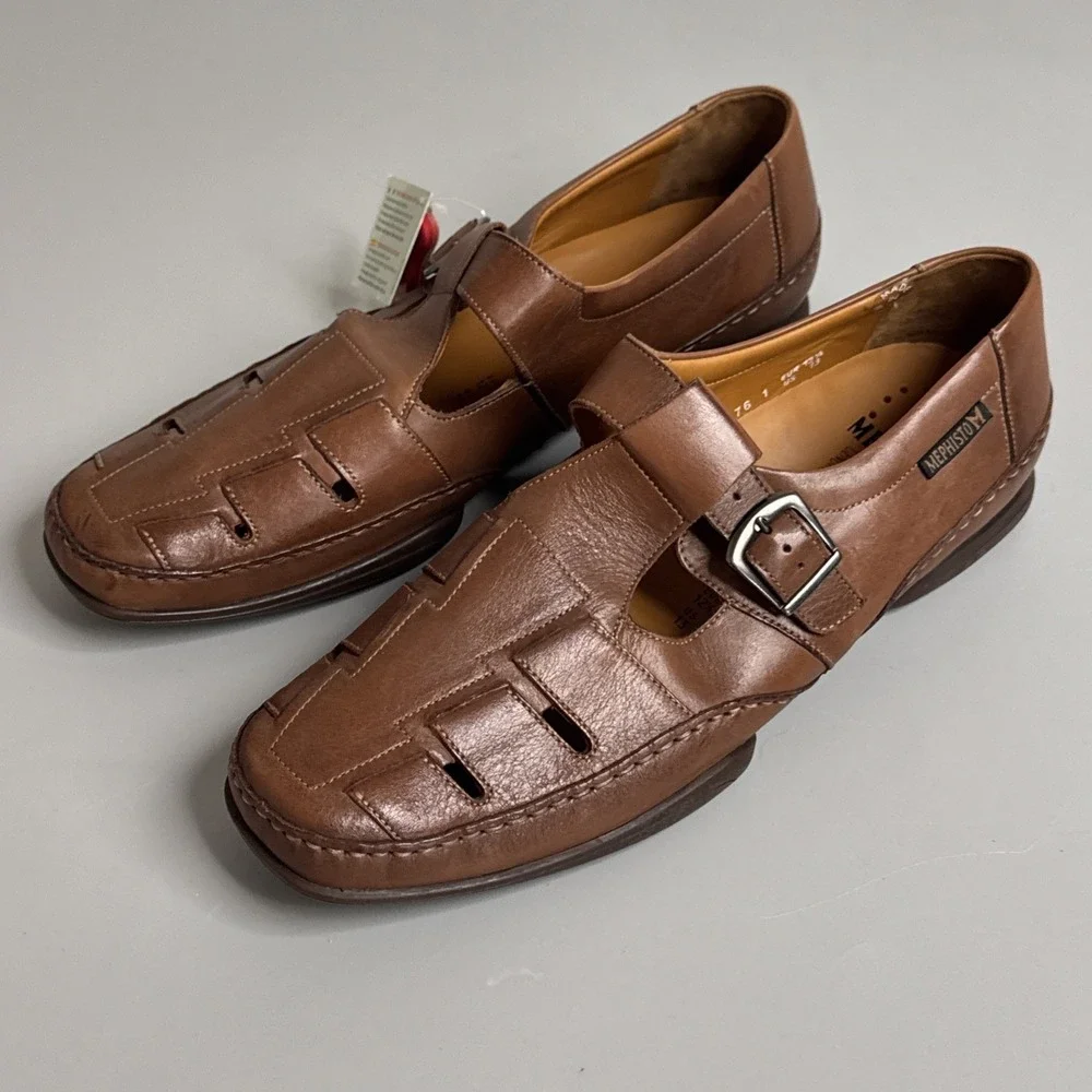 Mephisto Tarek Hazelnut Men's Size US 13 (UK 12.5)Fisherman Leather Brown Sandal